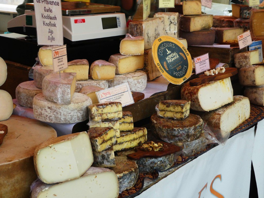 cheese stall at one of the local producer's market